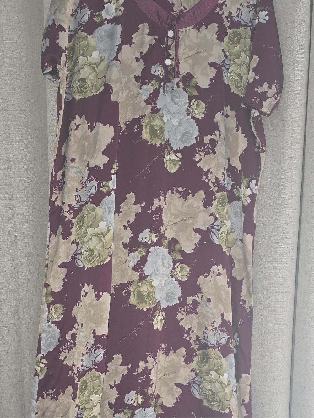 H&M Plum Floral Nightdress with Cream and Sage Accents